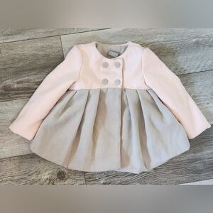 TAHARI Baby Girl's Light Pink/Gray Fit  Flare Peacoat